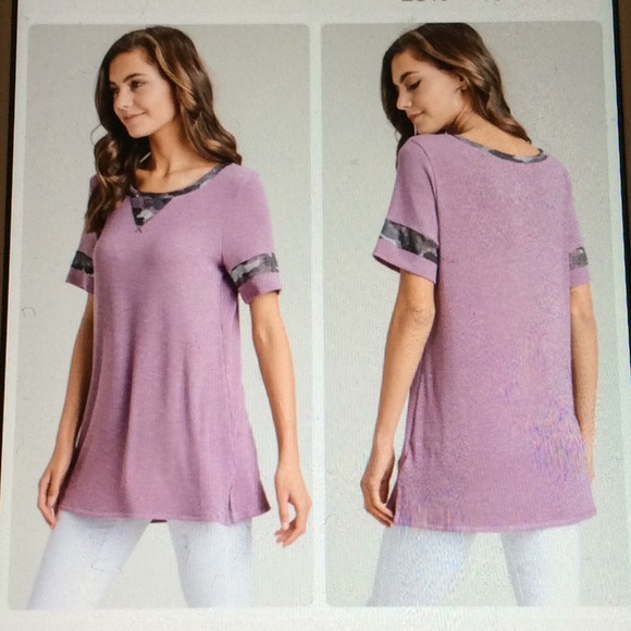 🫐 First love contrast top with short sleeves camo and pink - Picture 6 of 8